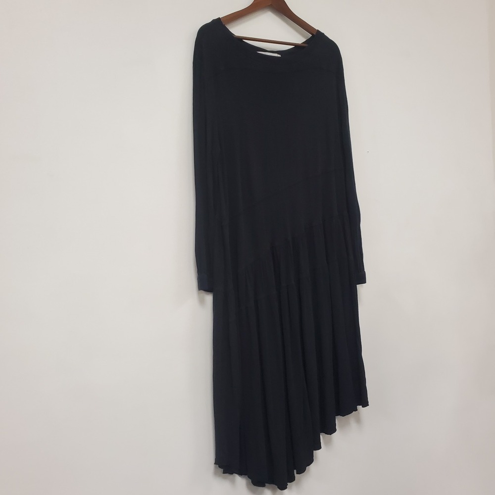 Free People Beach Witchy Midi Dress Size M Black Long Sleeve Boho Lagenlook - Picture 3 of 13